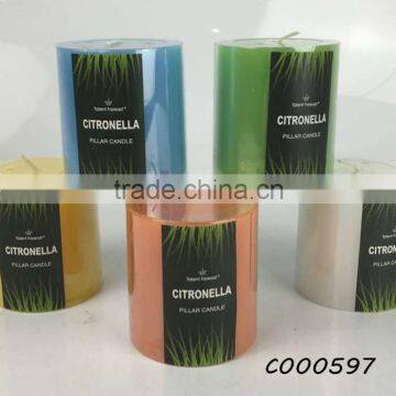 Private logo candle maker colorful flat top pillar citronella scent candle