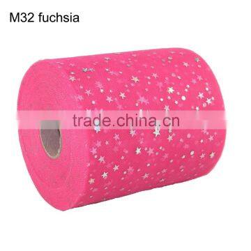 shining stars sequin Polyester tulle 6 inch x 100 yards spool glitter wedding facbric DIY wrapping decoration material