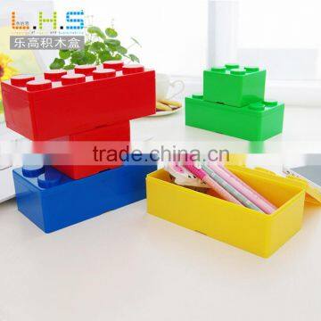 Multi-function novelty design building blocks toy storage box plastic