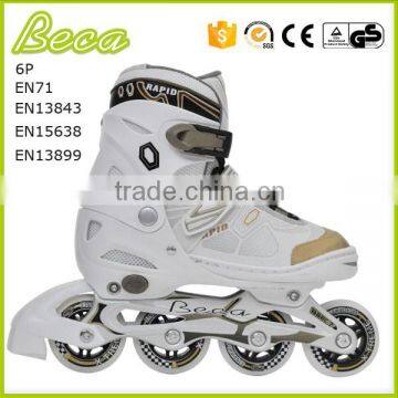 china wholesale 70mm pu wheel white roller skate with flashing light