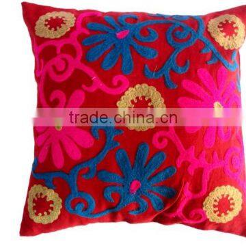 RTHCC-39 Flowers Embroidery Traditional Designer Jaipur Pure Cotton Export Quality Suzani cushion covers Christmas Decor