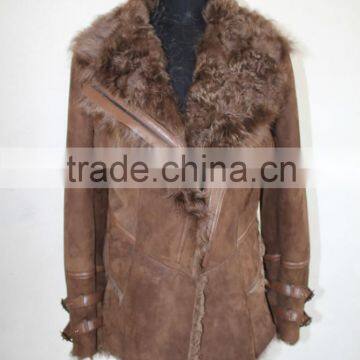 Drop Shipping Cool Style Lamb Leather Fur Coat With Special Desgin Sleeves Punk