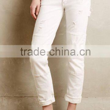 Woman jean manufacturer casual fashion slim fit skinny stretchy white jean pants SYA15248