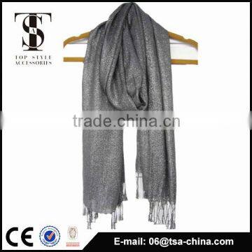 Hight quality women soft woven lurex plain scarf