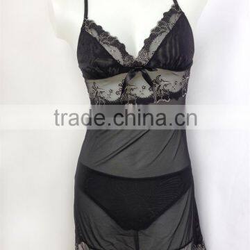 Sexy Transparent Lingerie Sleepwear with Royal Lace Trim (EPB281)