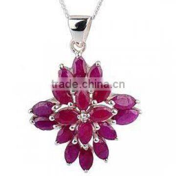 Fashion 2014 Natural Precious and Semi Precious 925 Siliver Ruby Gemstone Pendants