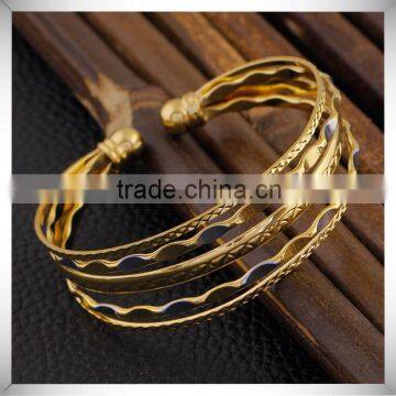 Yiwu Twisted Bracelet Jewelry Gold Plated Cuff Adjustable Custom Bangle photo-2
