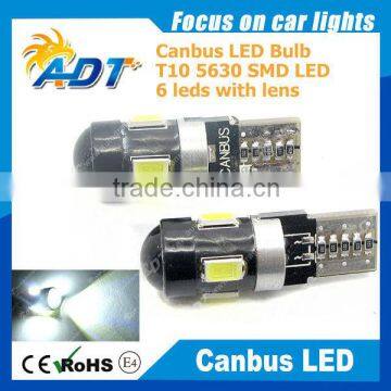 High Quality T10 194 168 W5W 5630 LED 6 SMD White Side Wedge Light Bulb with Canbus Error Free
