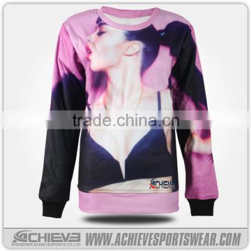 sublimation college crew neck sweatshirts with factory price