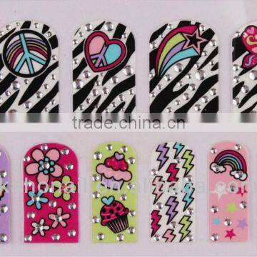 2013 fashion nail art sticker/ nail polish sticker with diamond