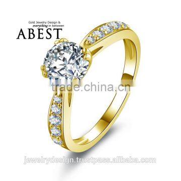 Classic 1.0CT Round10K Gold Yellow Solitaire Ring Simulated Diamond Ring Jewelry New Wedding Engagement Ring For Women Gift