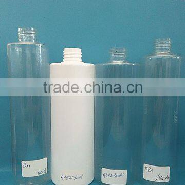 300ml cylinderical flat shoulder clear transparent pet plastic material water bottle with sealing cap