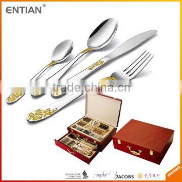 cutlery set wooden box, cutlery set 72, gold cutlery set