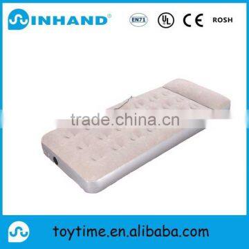 flocking inflatable single air bed, inflatable built-in bump floor air bed mattress ,