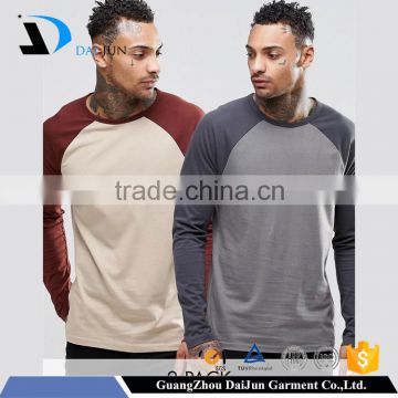 China OEM100% Cotton Softextile O Neck Men's Plum plain long sleeve t shirt