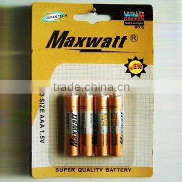 R03 SIZE AAA UM-4 DRY CELL BATTERY 4PCS/CARD