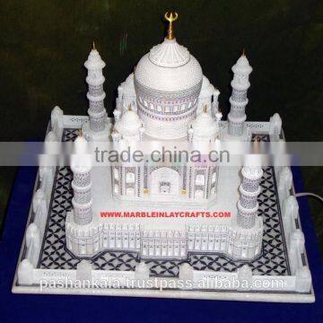 White Marble Taj Mahal Model Taj Mahal Replica Exporter