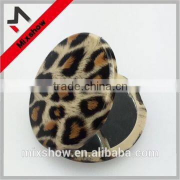 Plastic double sides round animal printing compact mirror