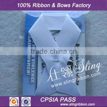 Wholesale Custom White Awareness Ribbon Pin With Safe Pin