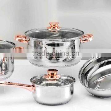 stainless steel golden plating anodized cookware with ss handle