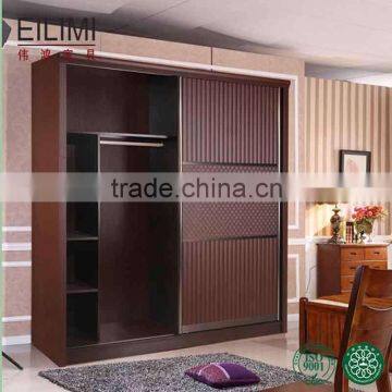 Dark oak colored modern 2 sliding door wardrobe for bedroom