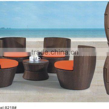 5pcs outdoor rattan wicker stackable flower pot design dining set with cushion in