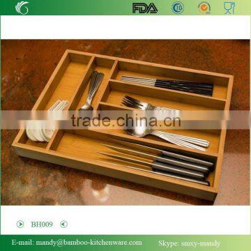 BH009 Bamboo Kitchen Utensil Case, Bamboo Tray for utensils, Bamboo divider