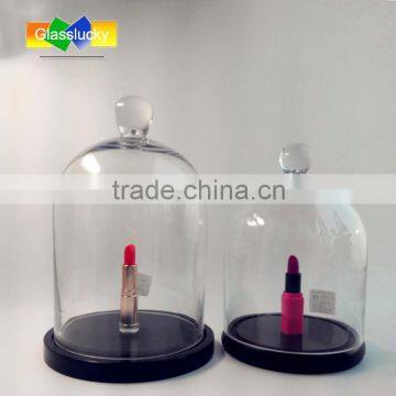 Glass bell jars wholesale as glass dome cloche with wood base