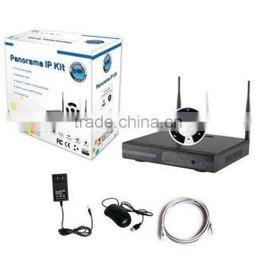 Wifi fisheye 1.0/1.3megapixels camera nvr wireless kit