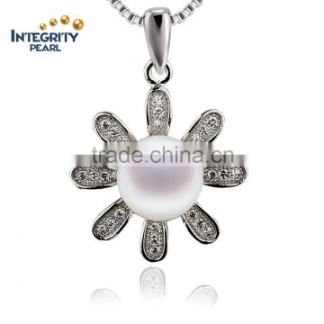 Latest fashion fresh water pearls AAA 9mm button 925 sterling silver pearl pendant