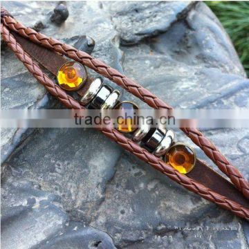 retro cow hide punk style ladies braided bracelets for sale 2015