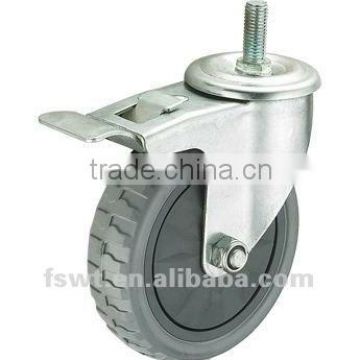 Gray Polyurethane Flame Screw Type Total Brake PU Caster Wheel