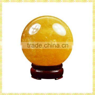 High Quality Yellow Natural Rock Crystal Ball For Company Collectible