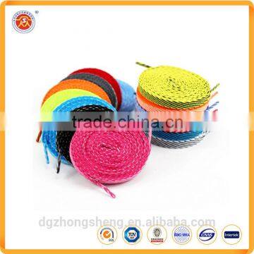 high quality colorful flat shoelaces polyester shoelaces with transparent tips