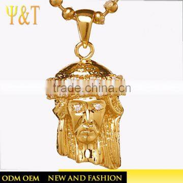Wholesale hip hop chain jesus piece pendant 18K pure gold plated necklace