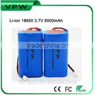 3.7V 6000mAh 4P Li-ion 18650 battery pack with cable wire for camping light