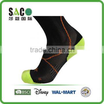 Fluorescent Green Jacquard Black Nylon Compression Sports Socks