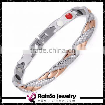 High Polished Two Tone Magnet Sport Fitness Bracelet Women