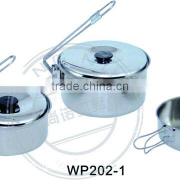 FDA metal 2pcs Cooking pot with fry pan for camping