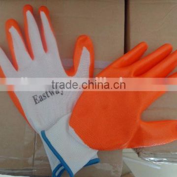 white polyster orange nitrile coated glove