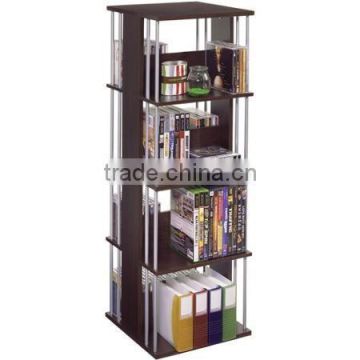 2-side folding metal black and white library book shelf