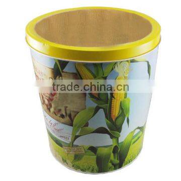 Wholesale large round metal packing popcorn tin container OEM