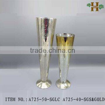Handblown Tall Silver Trumpet Glass Vases photo-4