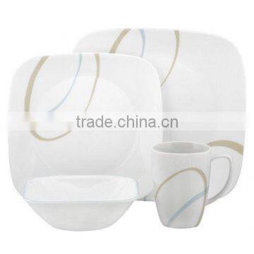 Tableware 16 Pieces Square Ceramic White Dinner Sets