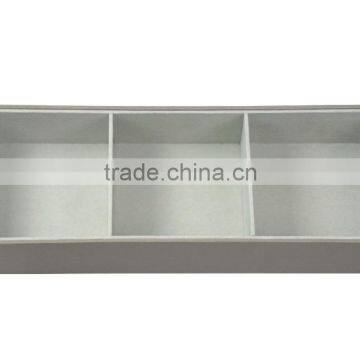 Classical 3 Compartment Faux Leather Jewelry Box With Flocking Inside photo-2