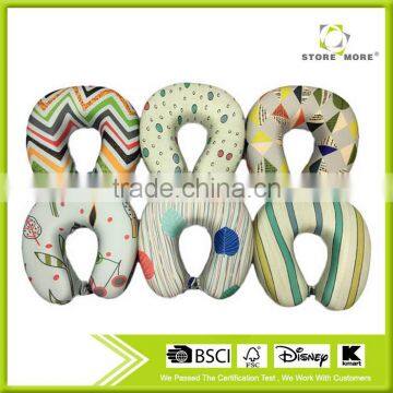 Polyester Microbeads U Shape Neck Pillow Stripe Transfer Printing Massage Memory Comfortable Travel Pillow