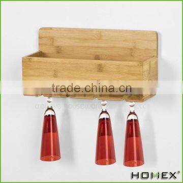 Bamboo wall mounted wine bottle holder/ wine wall rack Homex-BSCI