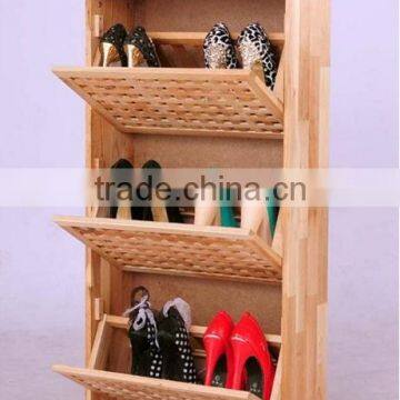 Oil Chinese Catalpa Wood Grid Three Layers of Cabinets
