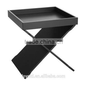 Multifunctional Home Furniture Side Table With Magazine Rack Tray Table With Glossy Finished photo-5