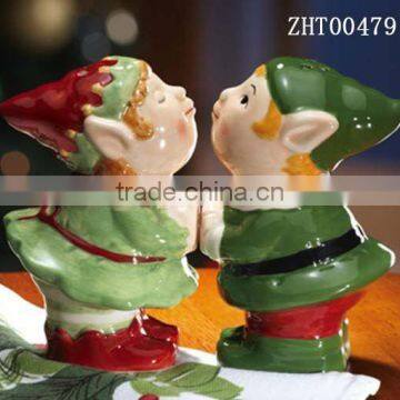 Kissing Elves Christmas Kitchen Salt And Pepper Shaker Set